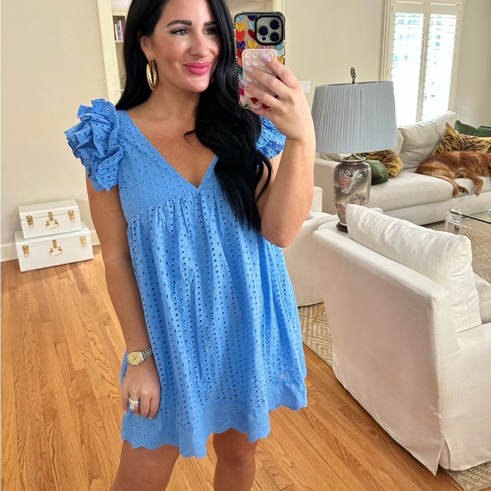 Impeccable Pig Blue Eyelet Dress